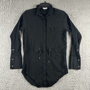 Helmut Lang Womens Cotton Blouse Top Black Size Small Waist‎ Tie